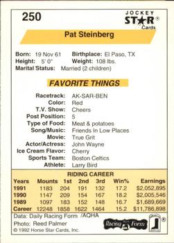 1992 Jockey Star #250 Pat Steinberg Back